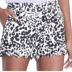 J. Crew Factory Linen Blend Black and White Animal Print Shorts - Size 10